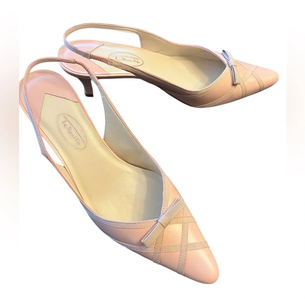 Talbots Pale Light Pink Leather Pointed Toe Heels Shoes Size 8M Vintage - Picture 1 of 5